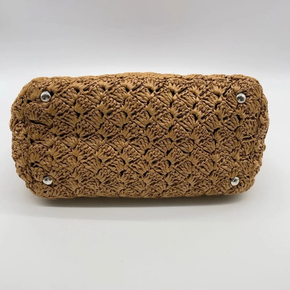 Prada Canapa Raffia Straw Tricolor Handbag W/Dustbag - Picture 4 of 16